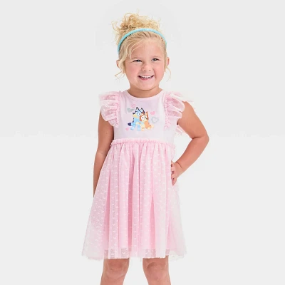 Toddler Girls Bluey and Bingo Valentines Tulle Dress