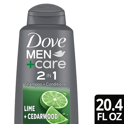 Dove Men+Care Lime & Cedarwood 2-in-1 Shampoo + Conditioner with Plant-Based Cleansers - 20.4 fl oz