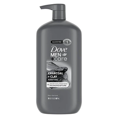 Dove Men+Care Charcoal + Clay Purifying Body & Face Wash Pump - Sulfate Free - 30 fl oz