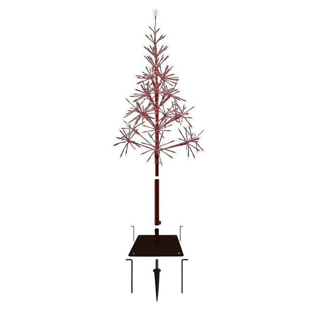 Alpine Festive Artificial Christmas Tree with Warm White LED Lights Red