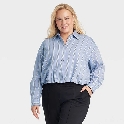 Womens Long Sleeve Bubble Hem Shirt