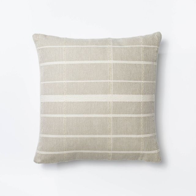 Oversized Woven Striped Square Throw Pillow Cream/Brown - Threshold Designed with Studio McGee