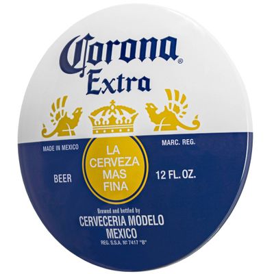 15 x 15 Corona Extra Dome Shaped Metal Sign Wall Decor White/Dark Blue - American Art Decor: Home Bar & Room Decoration