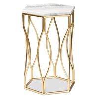 Kalena Metal End Table with Marble Tabletop Gold - Baxton Studio