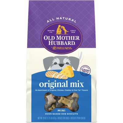 Old Mother Hubbard by Wellness Classic Crunchy Extra Original Assortment Biscuits Mini Baked with Chicken, Apple, Cheese and Carrot Dog Treats - 20oz