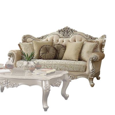 88 Bentley Sofa Fabric/Champagne - Acme Furniture: Victorian-Inspired, Tufted, Rolled Arms