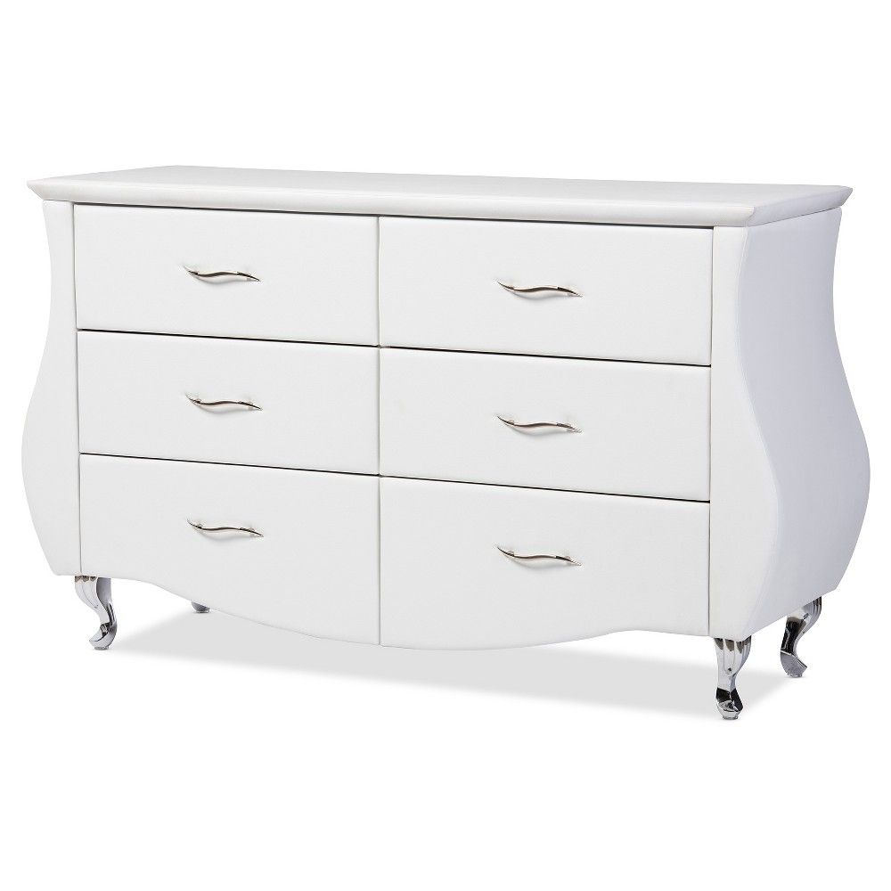 Baxton Studio Enzo Modern and Contemporary Black Faux Leather 6-Drawer Dresser