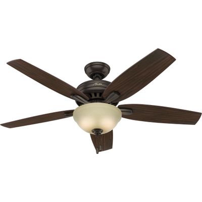 Hunter Fan 52 Newsome Glossy Ceiling Fan (Includes LED Light Bulb) : 5-Blade, 3-Speed, Reversible Motor, ETL Listed