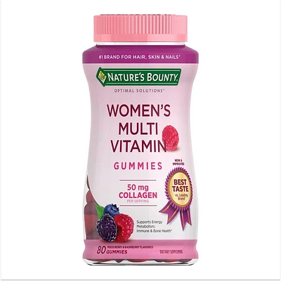 Natures Bounty Optimal Solutions Womens Multivitamin Gummies - Mixed Berry and Raspberry - 80ct