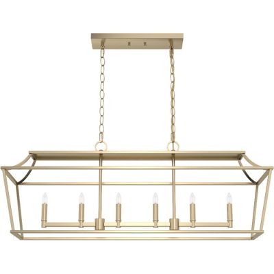 6-Light Laurel Ridge Linear Chandelier  - Hunter Fan: ETL Listed, Metal Body, No Shade