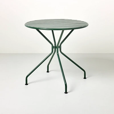 Slat Metal Round Outdoor Patio Bistro Table - Green - Hearth & Hand with Magnolia: Steel Frame, Rust-Resistant, 2-Seater