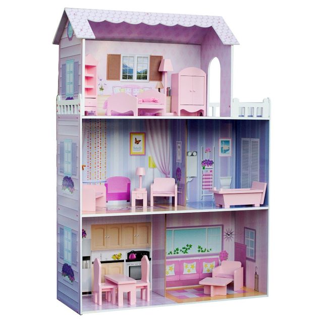 Olivias Little World Tiffany 3-Story Wooden Doll House for 12 Dolls