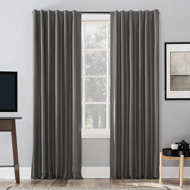 50x63 Sun Zero Blackout Evelina Faux Dupioni Silk Curtain Panel Gray