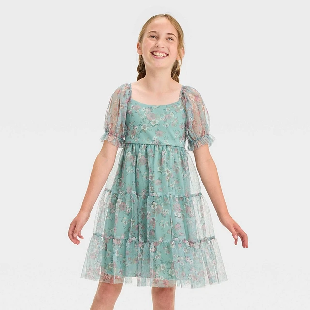Zenzi Girl Short Sleeve Tiered Floral Dre | Connecticut Post Mall