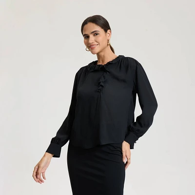 Womens Chiffon Ruffle Poet Blouse