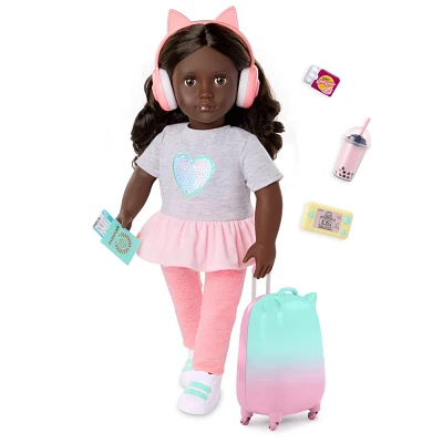 Our Generation Kezia 18 Doll with Luggage and Travel Accessories Set