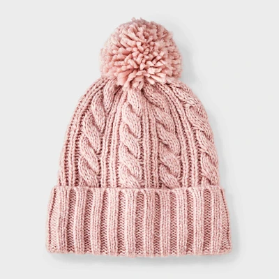 Girl Cable Knitted Beanie with Pom Hat - Cat & Jack