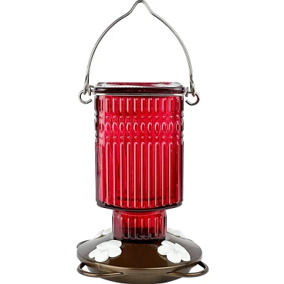 Natures Way Bird Products 22oz Carnation Antique Glass Hummingbird Feeder 6.5 Red