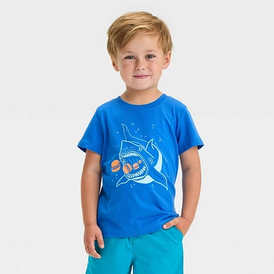 Toddler Boys Shark Hamburger Short Sleeve Graphic T-Shirt