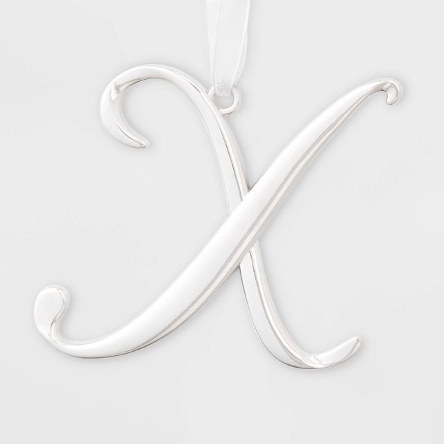 Metal Monogram Christmas Tree Ornament Letter R Silver - Wondershop™