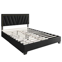 Home Design King Valdez Upholstered Storage Platform Bed Black