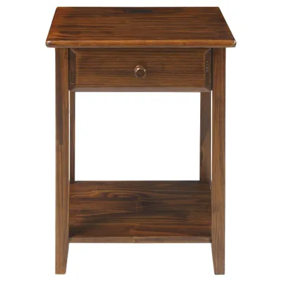 24.5 Nightstand with USB Port  - Flora Home: Wood Bedside Table, Shelf, Drawer, Spot Clean