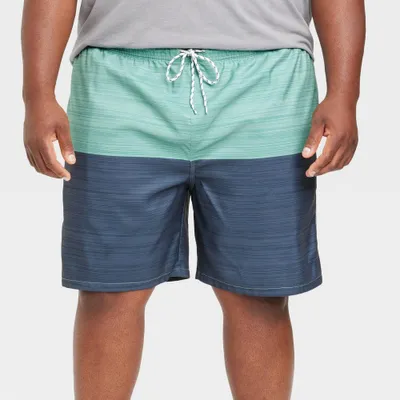 Mens Big & Tall 7 E-Waist Colorblock Swim Shorts