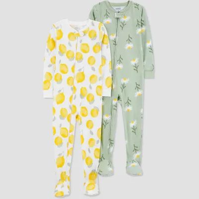 Carters Just One You Toddler Girls Lemon & Floral Printed Footed Pajamas