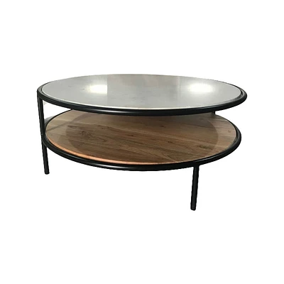 Sagebrook Home 14 Marble and Wood Round Coffee Table Brown/White