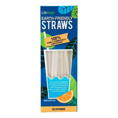 LifeMade Home Compostable Earth-Friendly Straws - 50ct