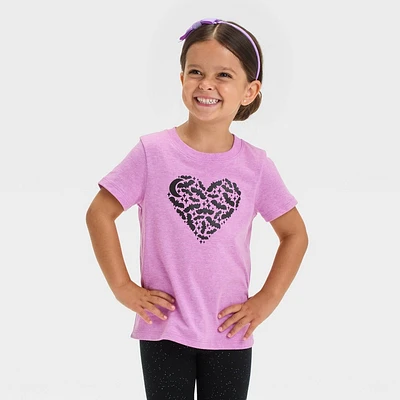 Toddler Girls Halloween Bat Heart Short Sleeve T-Shirt