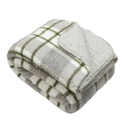 50x60 Printed Solid Faux Shearling Reversible Throw Blanket - Mantolok: Ultra-Plush