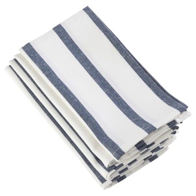 4pk 20 Striped Printed Design Napkin Navy Blue - Saro Lifestyle