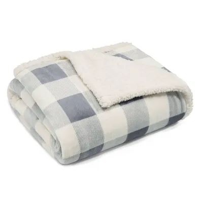 Mountain Plaid Reversible Throw Blanket Silver - Eddie Bauer