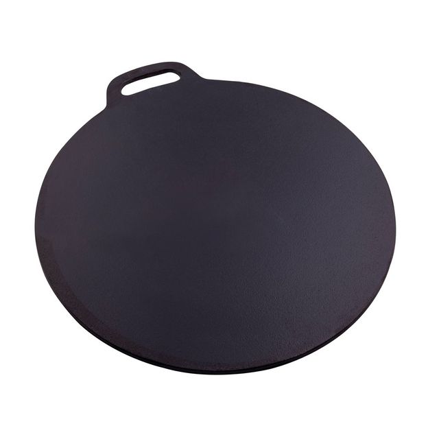 Victoria Seasoned Cast Iron 12 Tawa Comal Dosa Pan with a Loop Handle: Preseasoned, Oven-Safe, Hand Wash, 12 Black