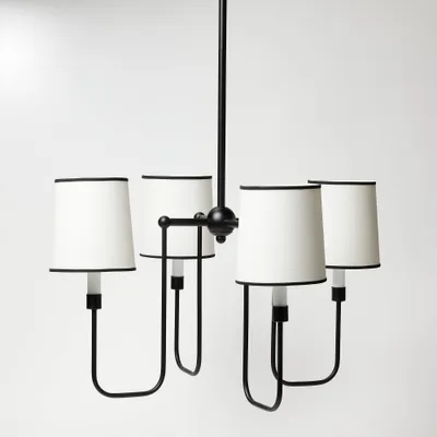 4-Arm Chandelier with Trim Shades Black - Threshold designed with Studio McGee: Polyester/Cotton, Metal Body, UL Listed