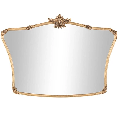 Olivia & May 26x36 Metal Floral Orante Antique Curved Wall Mirror Gold: Elegant Rectangular Design, No Assembly Required