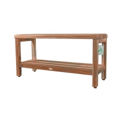 35 Eleganto ED1002 Wide Teak Shower Bench with Shelf - EcoDecors