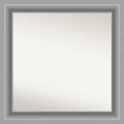 32 x 32 Non-Beveled Peak Polished Nickel Bathroom Wall Mirror - Amanti Art: Modern Square Vanity, Includes Mount Hardware