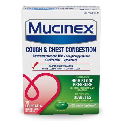 Mucinex High Blood Pressure Cough & Chest Medicine - Liquid Gels - 16ct