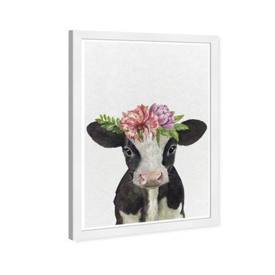 13 x 19 Floral Cow Animals Framed Wall Art Gray - Olivias Easel