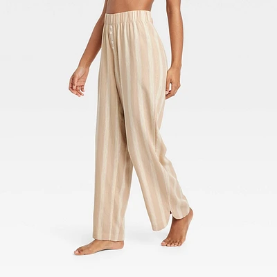 Womens Striped Linen Blend Pajama Pants