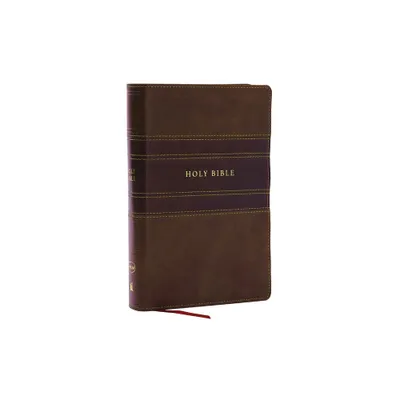 NKJV Personal Size Large Print Bible with 43,000 Cross References, Brown Leathersoft, Red Letter, Comfort Print - by Thomas Nelson (Leather Bound)