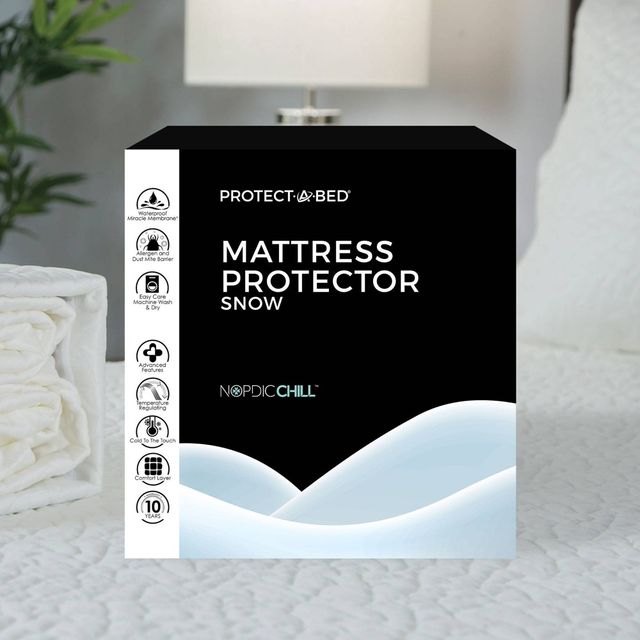 Twin Snow Mattress Protector - Protect-A-Bed: Hypoallergenic, Waterproof Bedding Cover, Fits 18 Depth