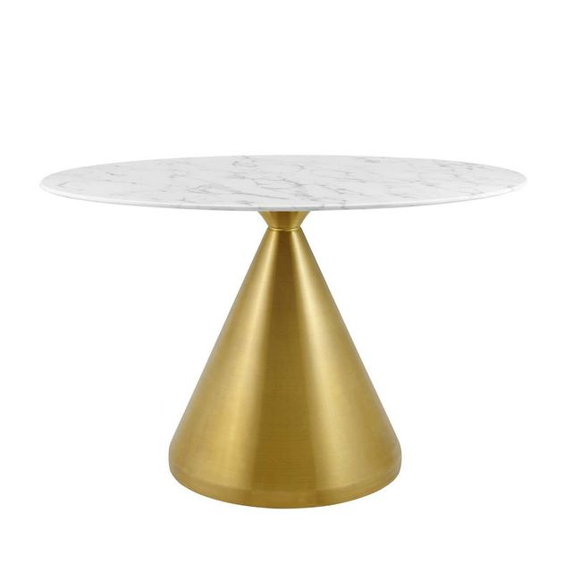 48 Tupelo Oval Artificial Marble Dining Table Gold White - Modway