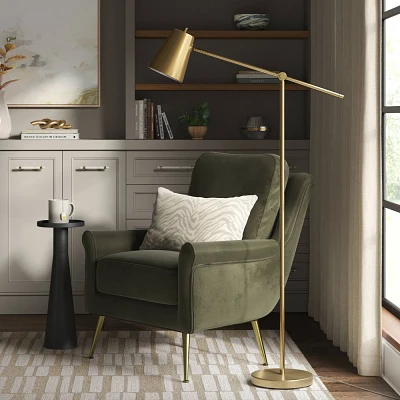 Cantilever Floor Lamp Black - Threshold: Adjustable, Swivel Arm, Metal Shade, ETL Listed