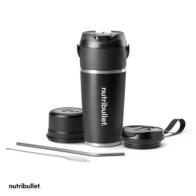 nutribullet Flip Portable Blender with Black Insulated Cup: Cordless Personal Blender, BPA-Free, Stainless Steel Blades