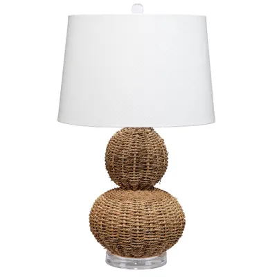 Arliss Seagrass Table Lamp Brown - Splendor Home: Rustic Linen Shade, UL Listed, 3-Way Switch