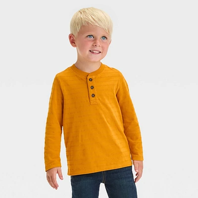 Toddler Boy Long Sleeve Jacquard Striped Knit Henley T-Shirt