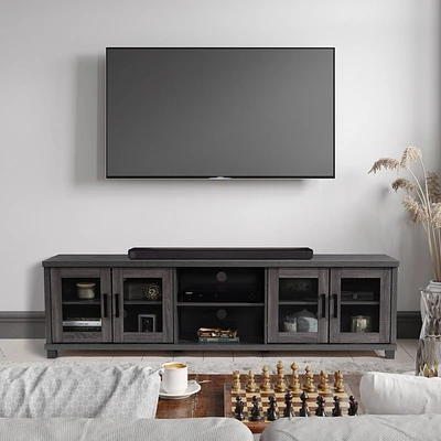 Fremont TV Stand for TVs up to 95 with Glass Cabinets  - CorLiving: Wood Composite Media Console